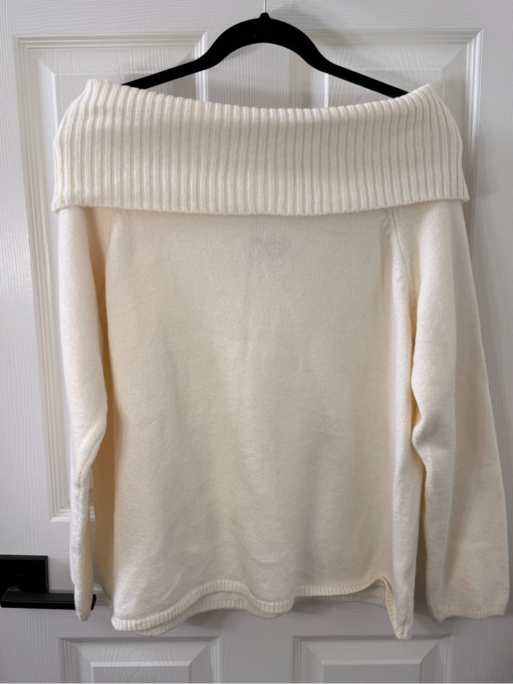 Old Navy Cream Off-Shoulder Ribbed Foldover Sweater NWOT